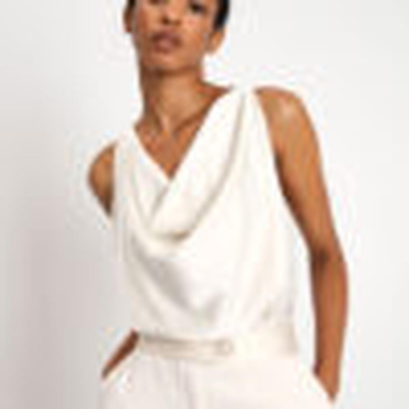 Satin Top RFI0HDG, Champagne.