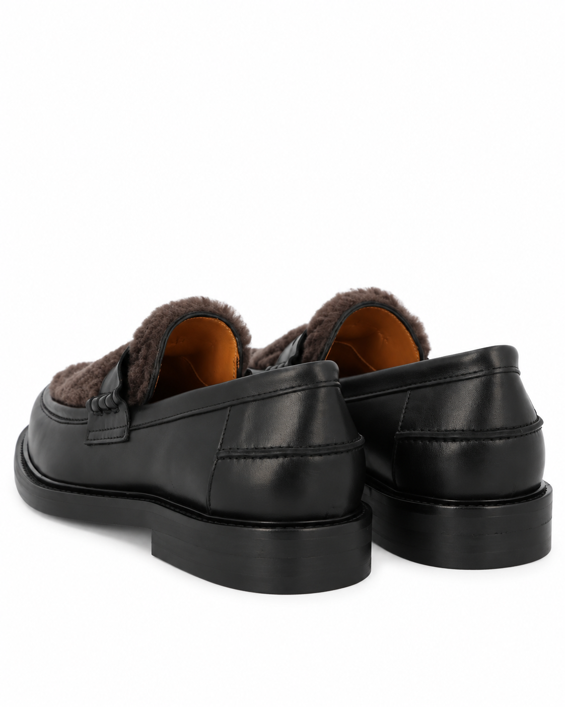 Loafer med pels, Svart / Brun