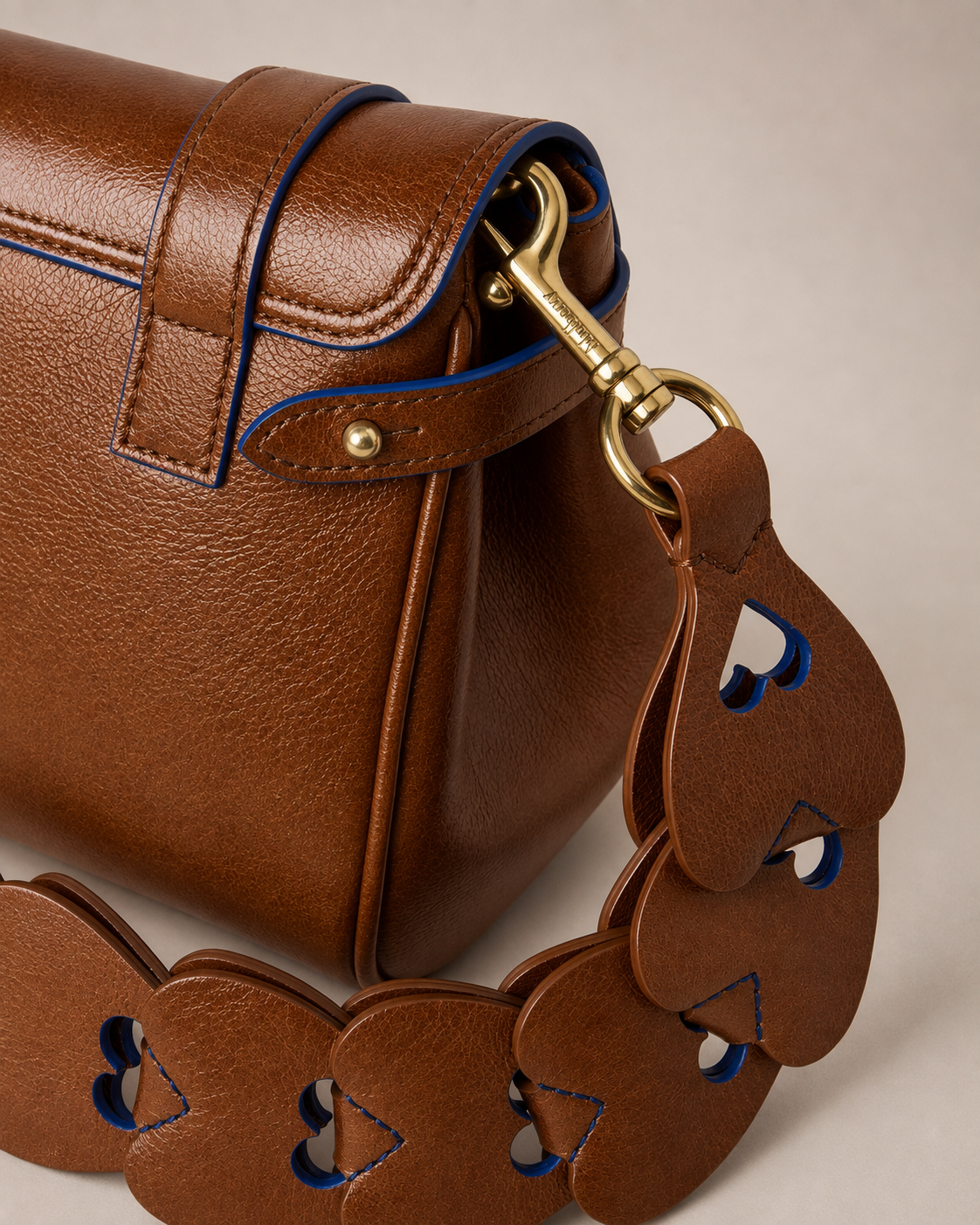 Heart Woven Leather Strap, Oak - Pigment Blue