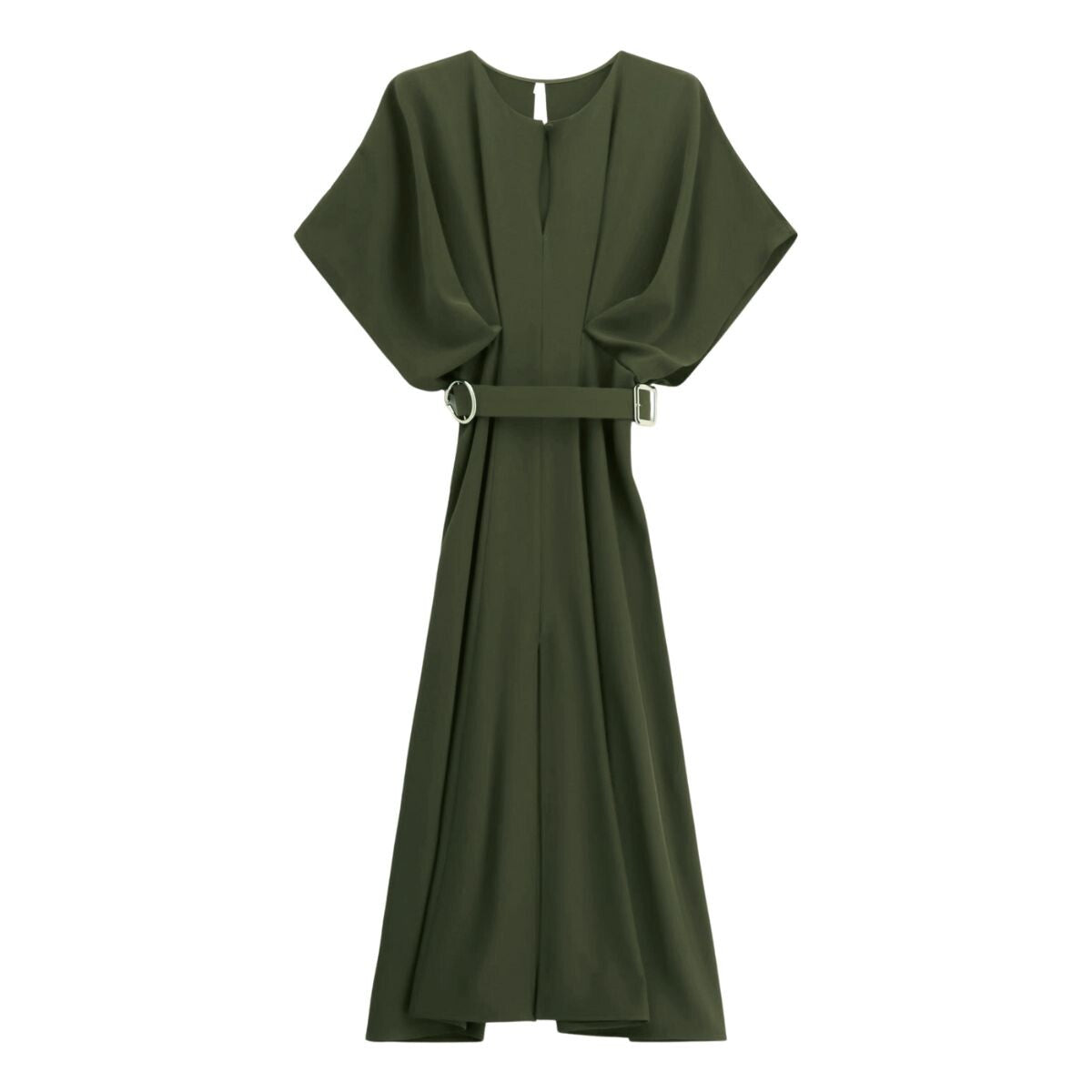 Klänning med vingärmar och bälte, Grön