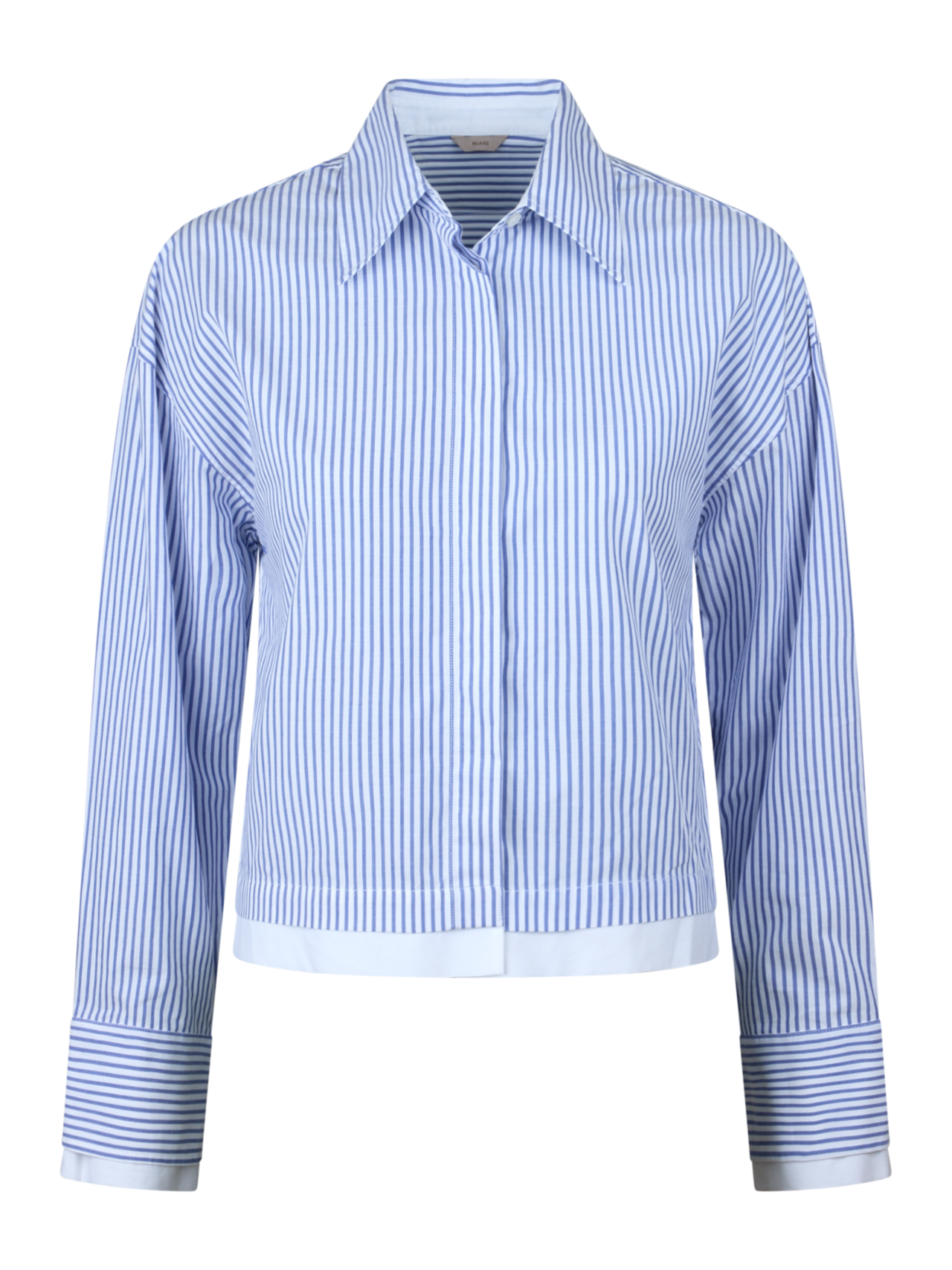 Lena Striped Contrast Shirt, Navy / White