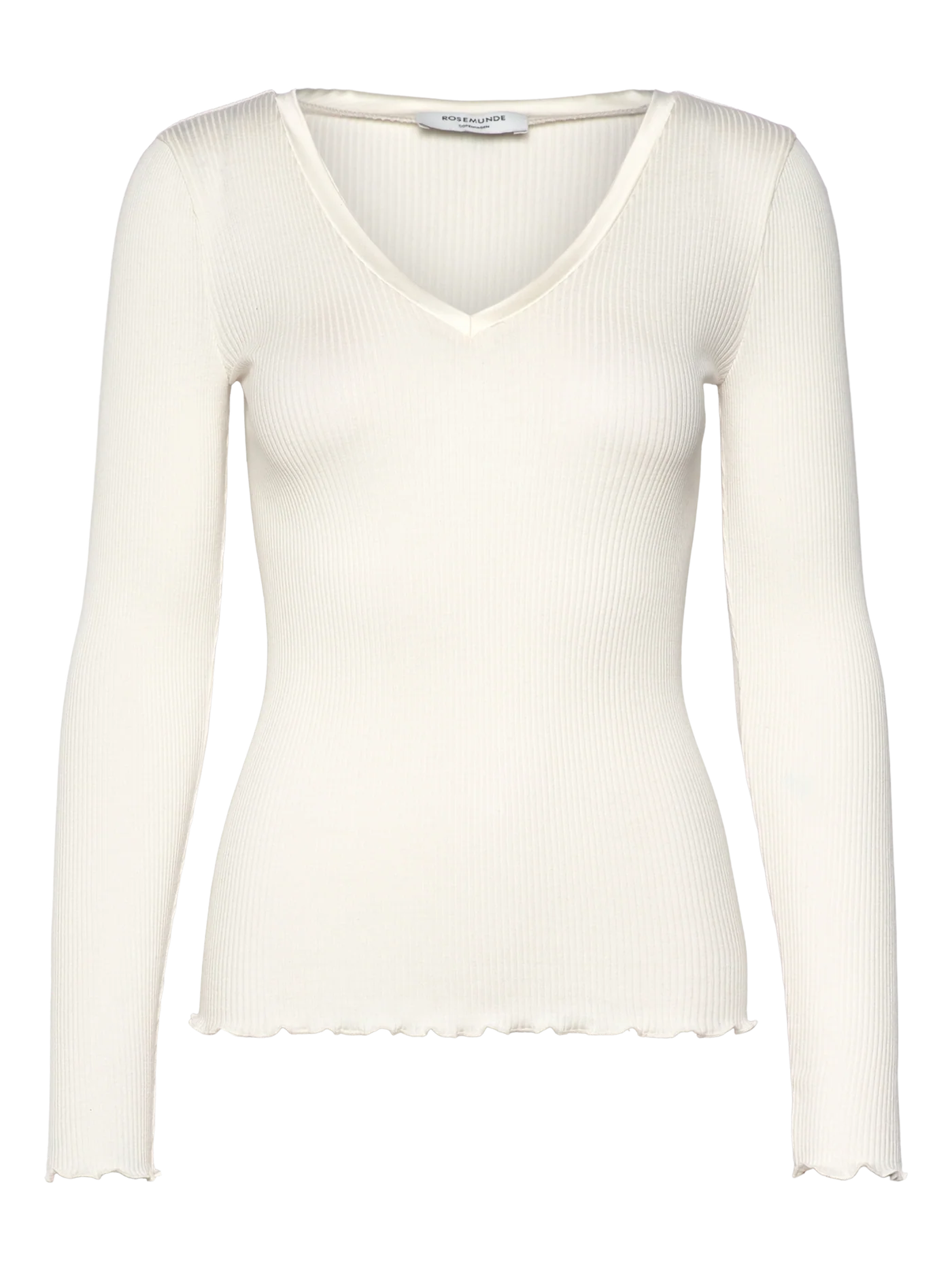 RWBeatha Siden V-ringad Satinband T-shirt, Elfenbensvit