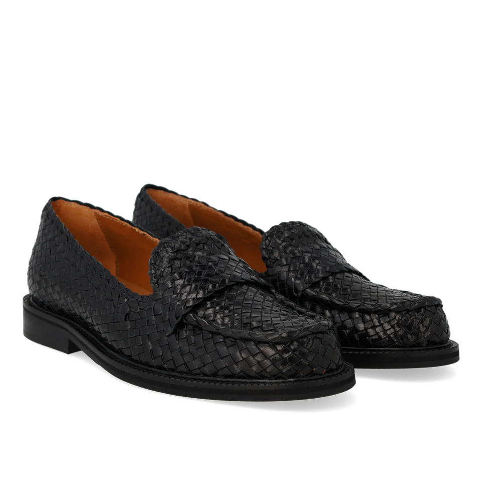 Klassisk handflätad Penny Loafer, svart