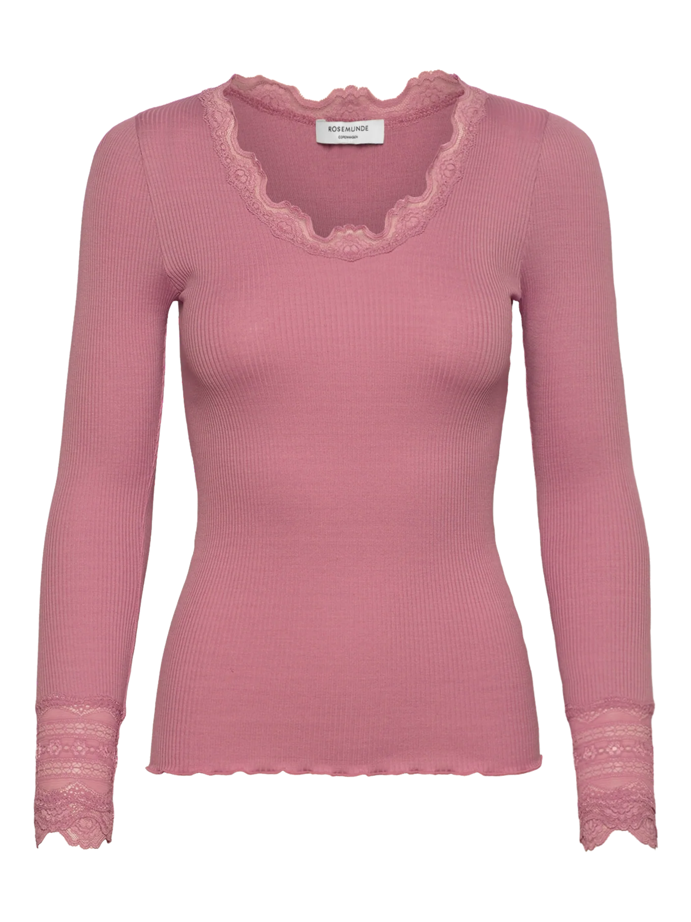 RWBenita Siden LS O-ringad Spets T-shirt, Nostalgia Rose