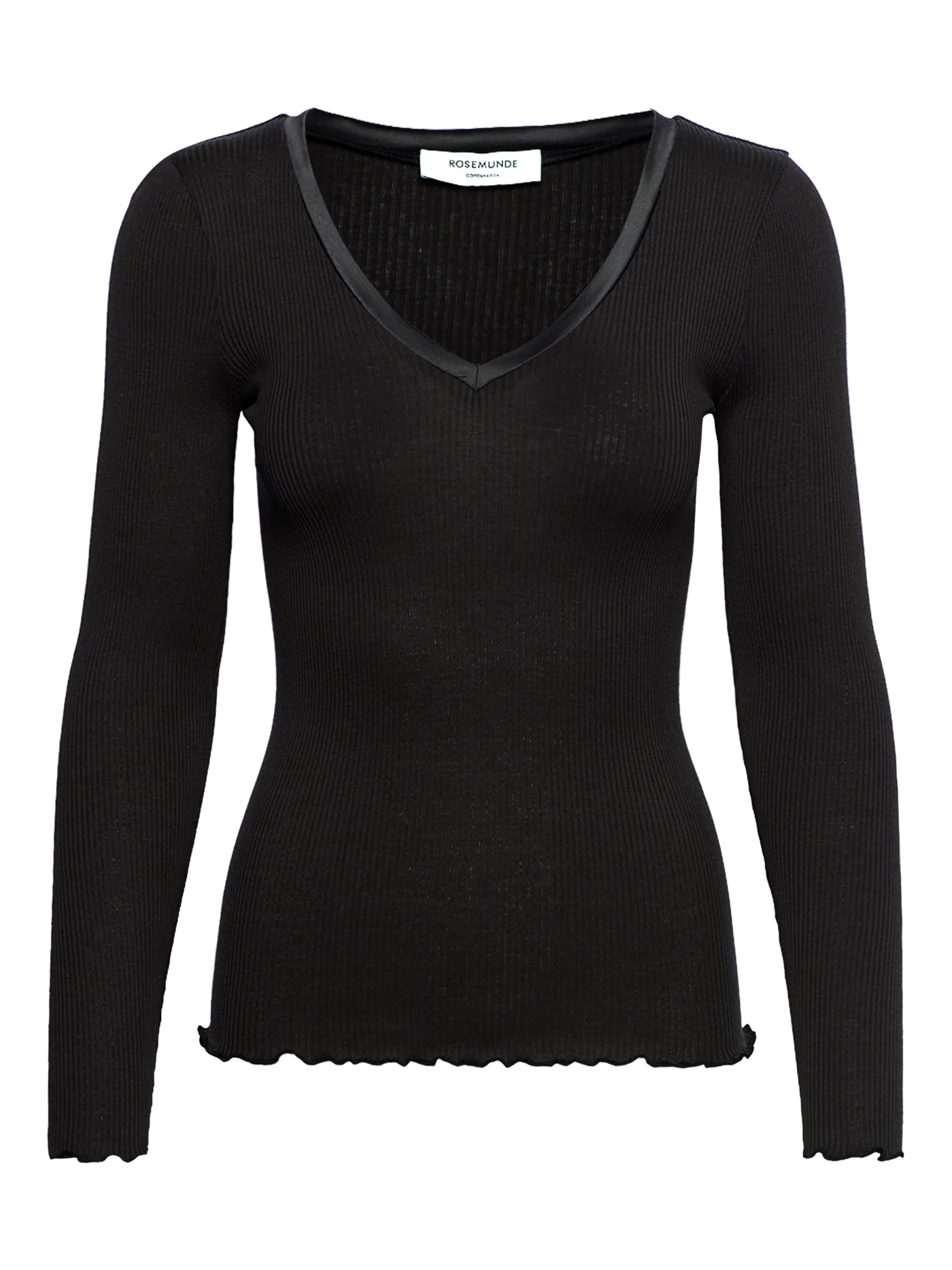 RWBeatha Siden V-ringad Satinband T-shirt, Svart