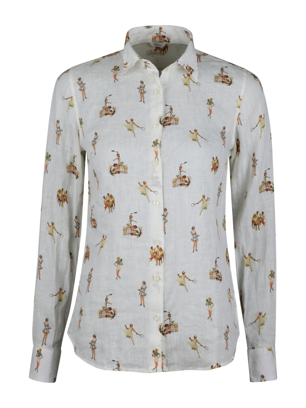 Siri linneskjorta, tryckt beigemönster