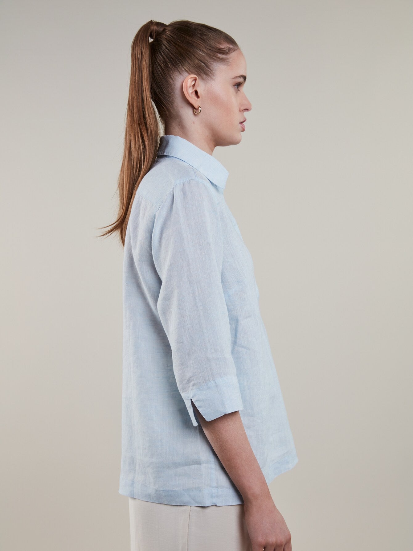 Stella Pop Over Linen Shirt, Light Blue