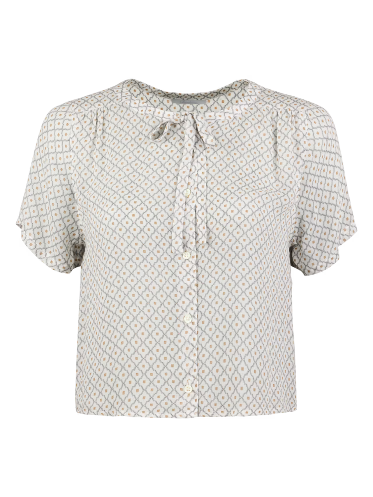 Lilo Blouse Short Sleeves, White Patteren