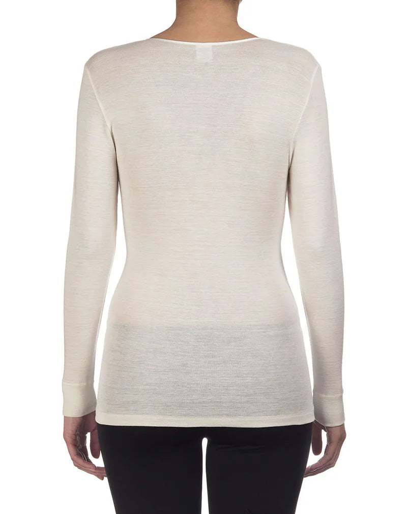 Langærmet bluse med rund hals