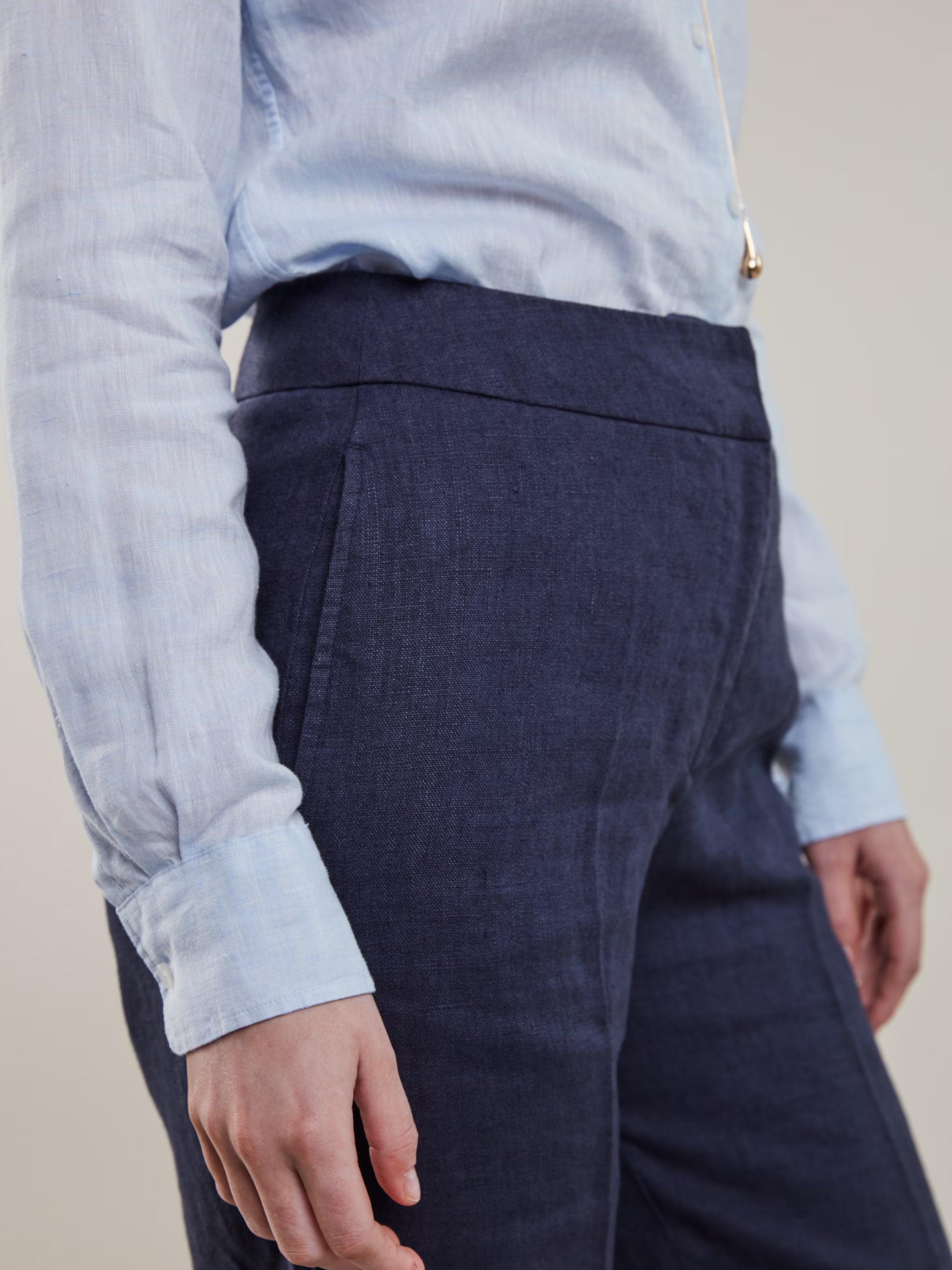 Jayda Linen Pants, Navy