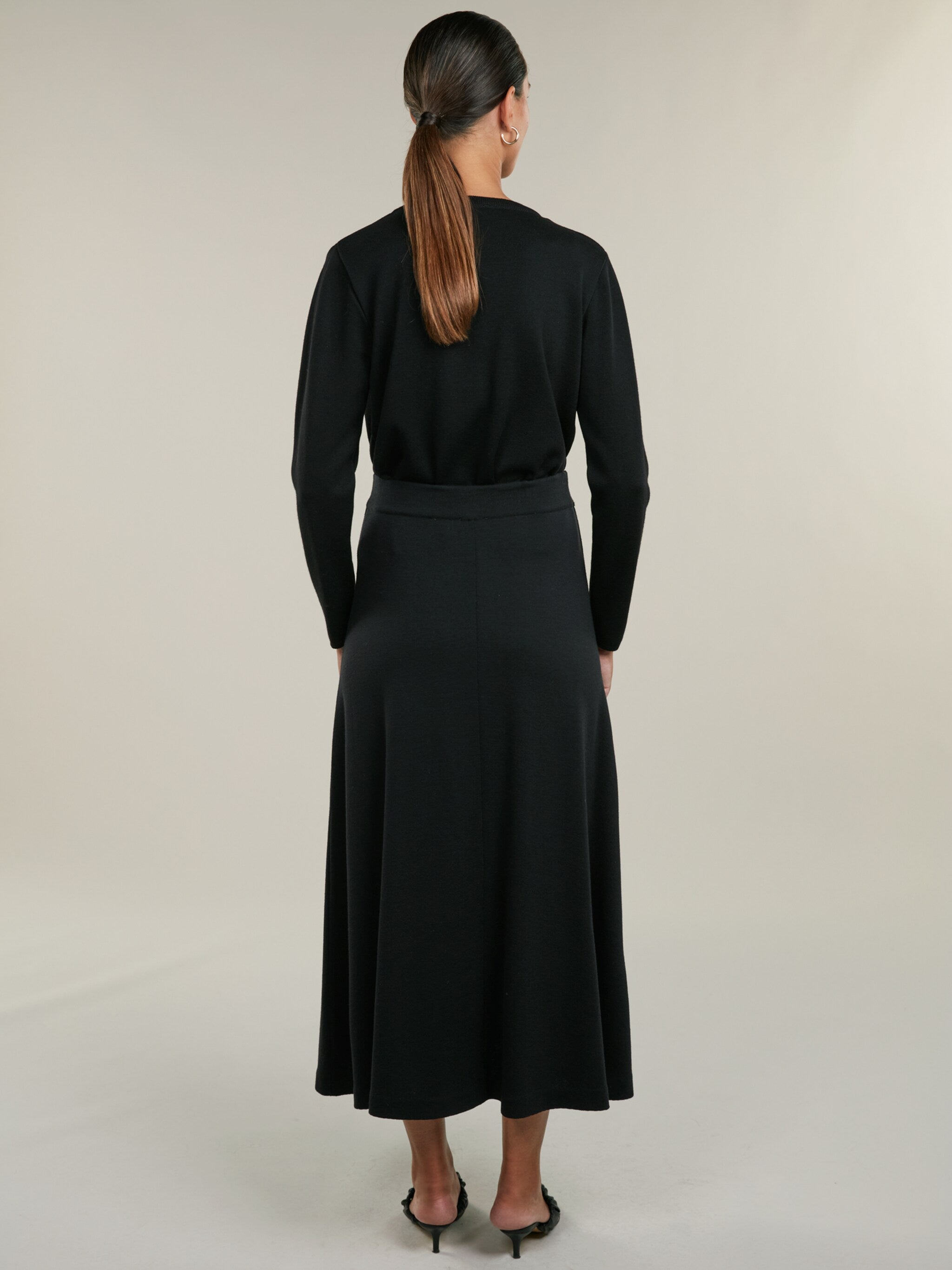 Ketty kjol i merinoull, svart