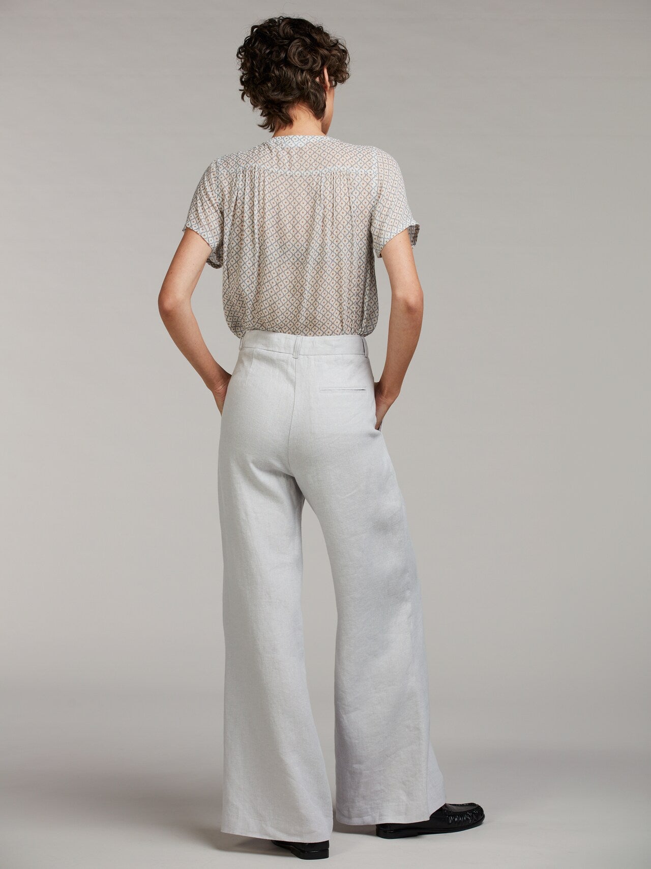 Louise Linen Pants, Light Grey