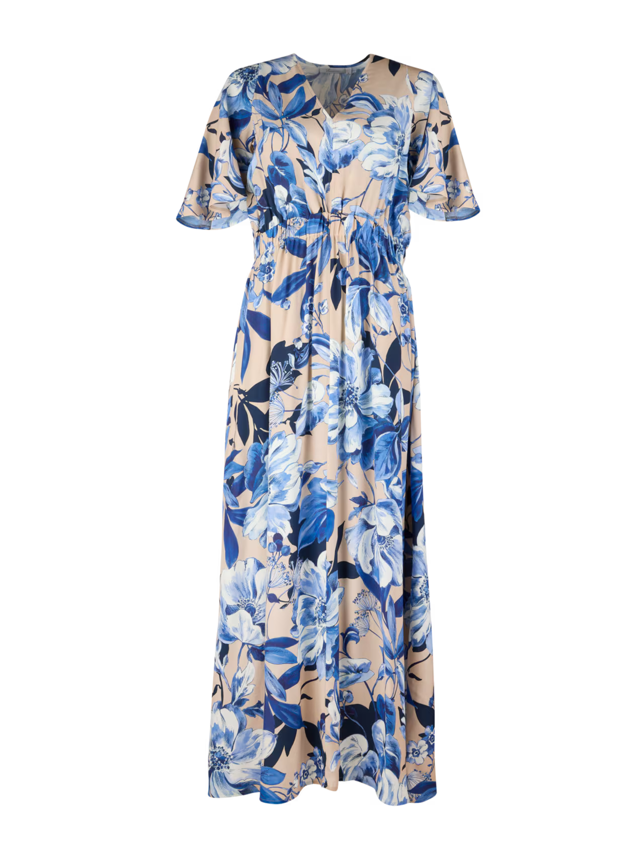 Leonora Floral Patterned Dress, Blue & Beige