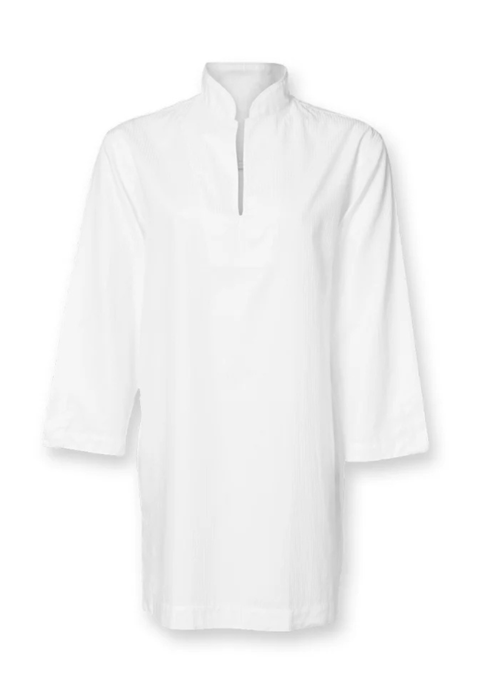 Anna Natskjorte - Satinvævet, Hvid Stribe