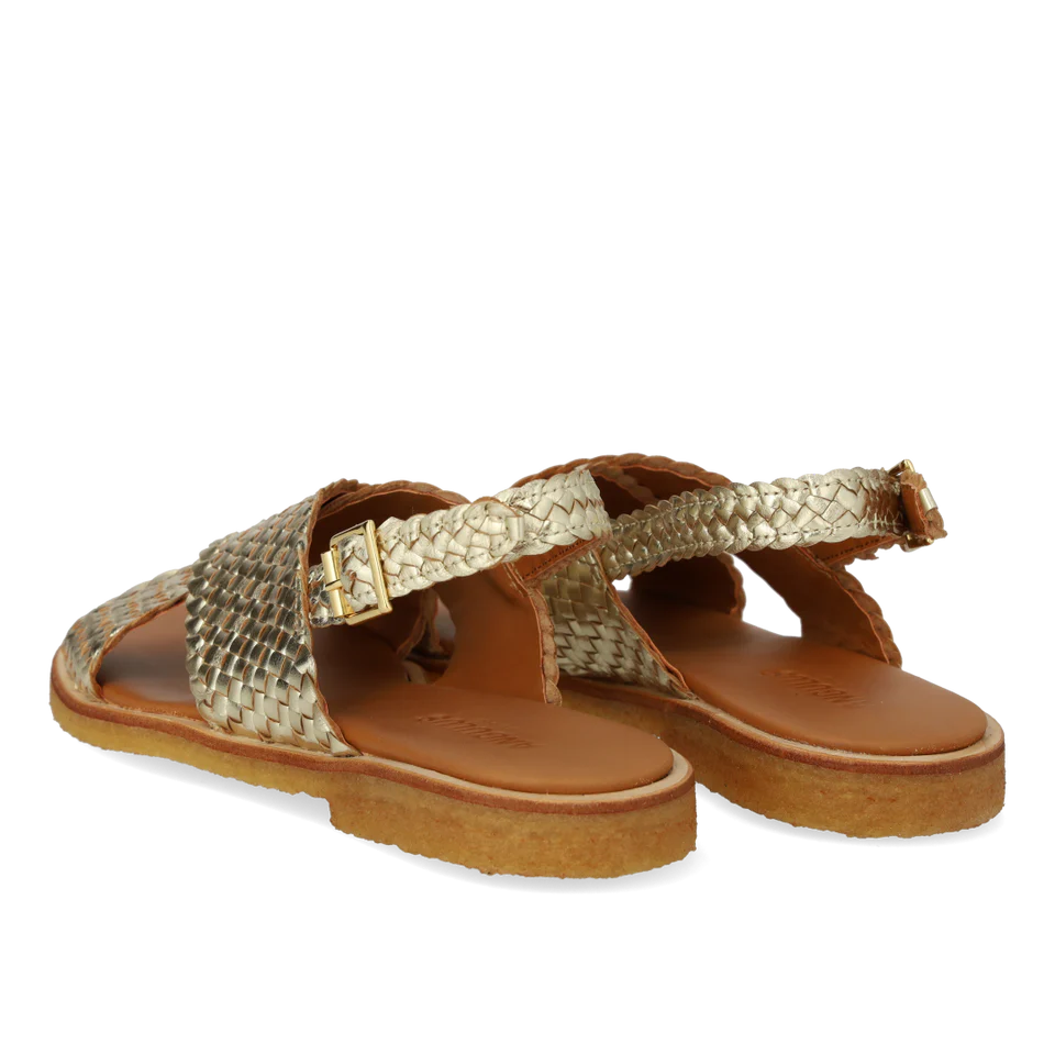 Hand-woven Classic Cross Sandal, Gold