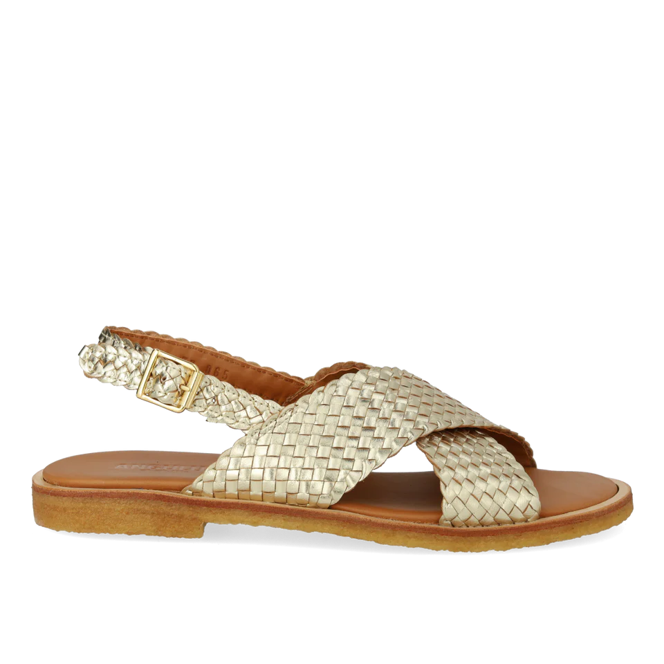 Handvävd klassisk korssandal, guld