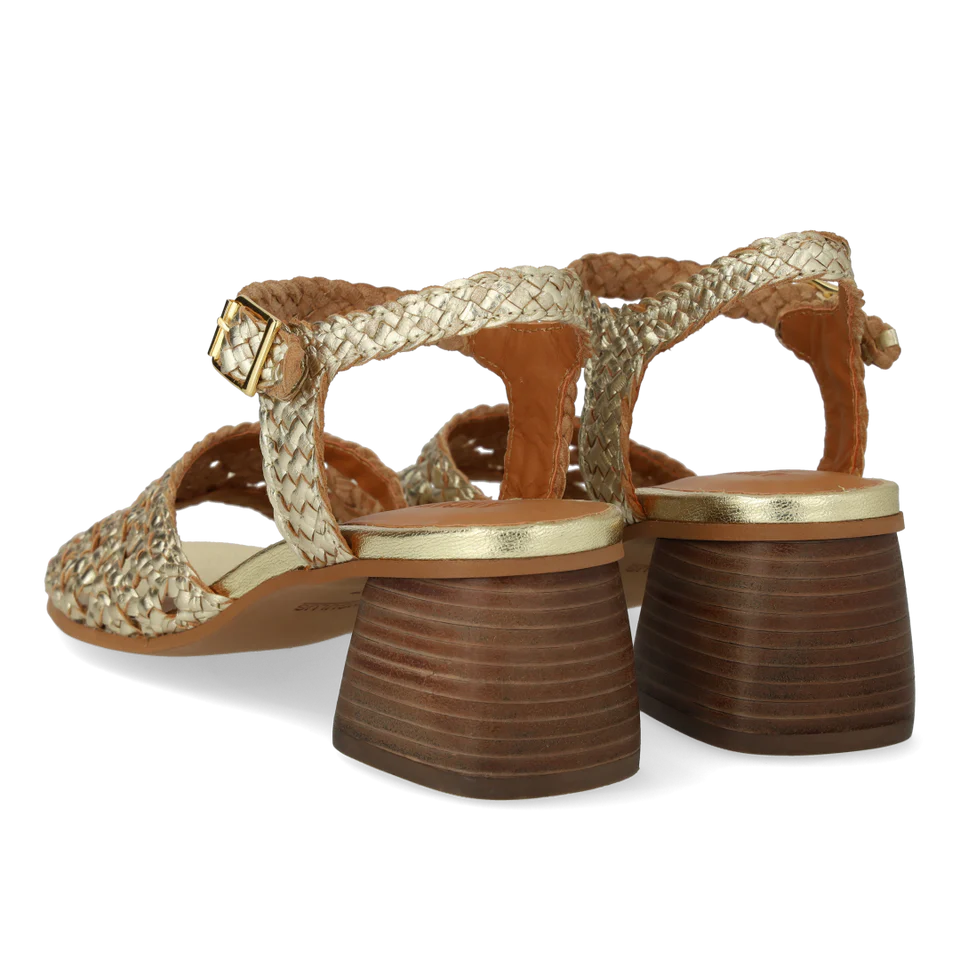 Hand-woven Sandal with Sculptural Heel, Gold