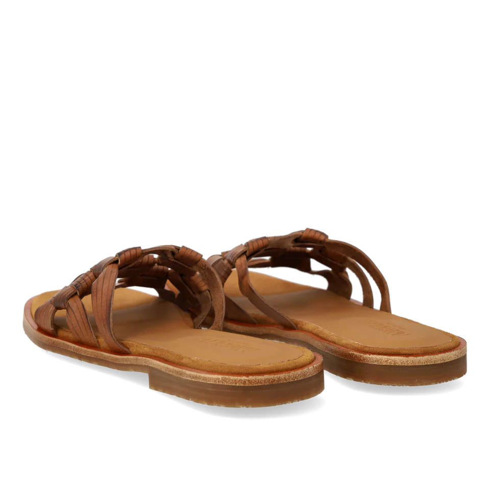 Slip-in sandal med flätade detaljer, Beige / Brun
