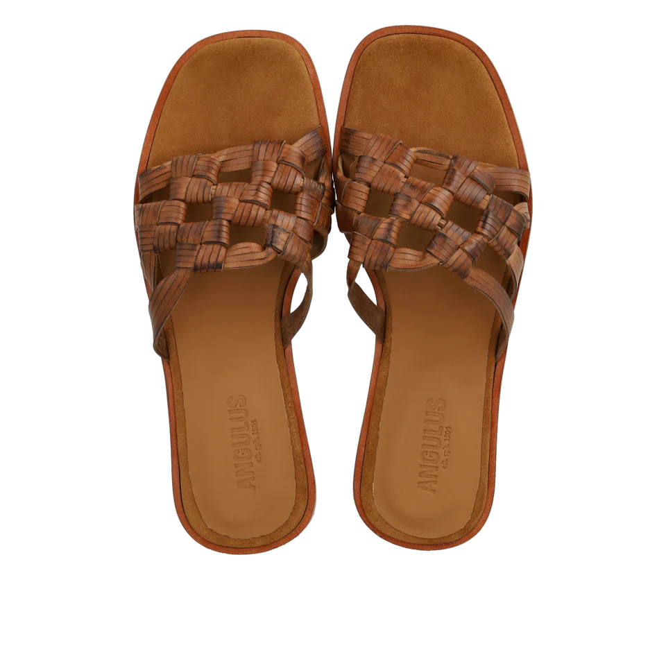 Slip-in sandal med flätade detaljer, Beige / Brun