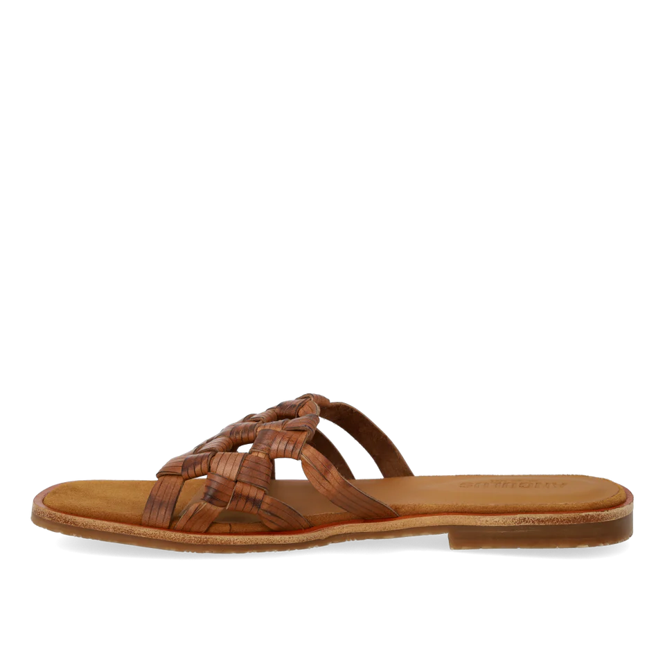 Slip-in sandal med flätade detaljer, Beige / Brun