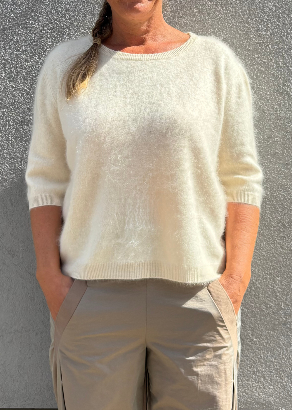 Elba Brushed Cashmere Blouse, Tofu
