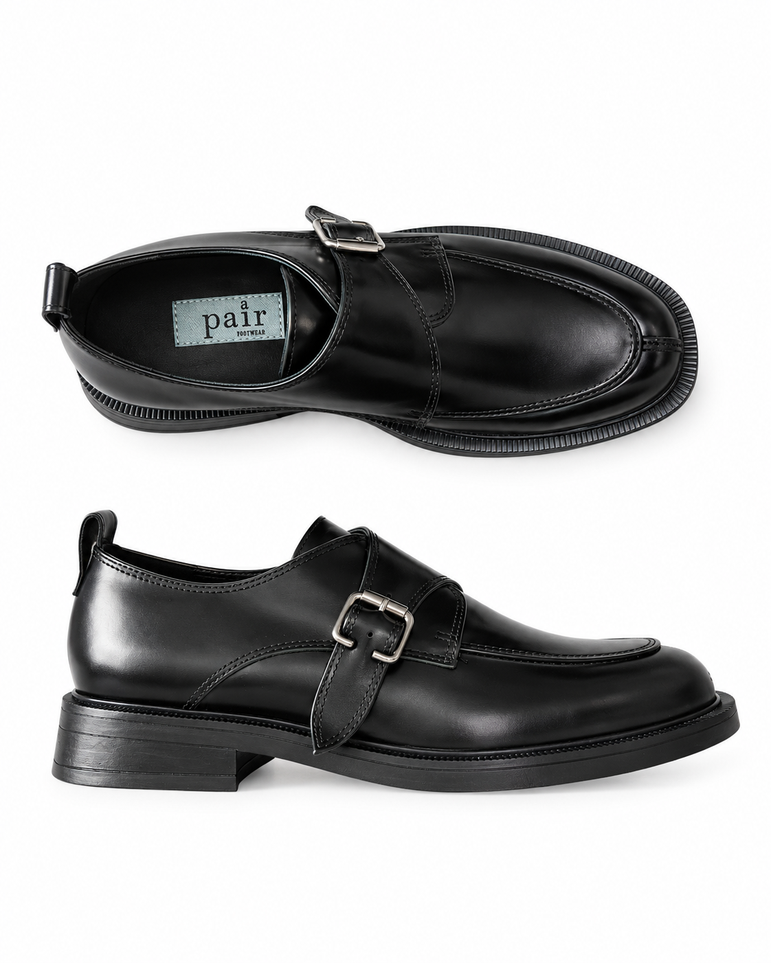 Loafers med spänne, Svarta