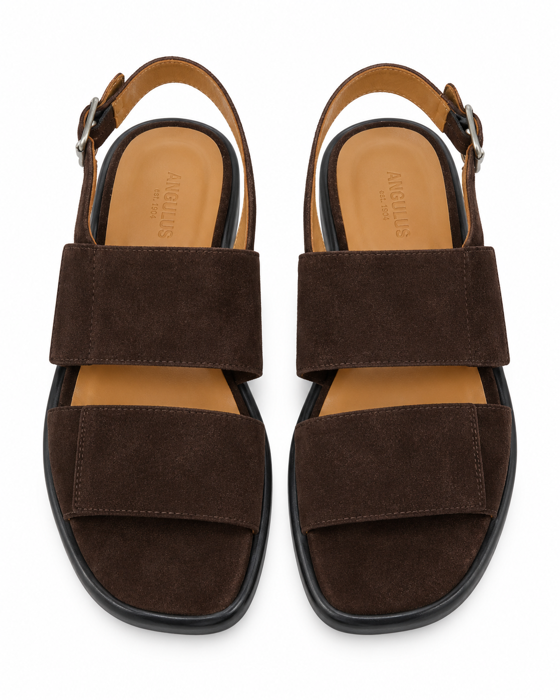 Sandal med spänne och justerbara kardborreband, Mörkbrun