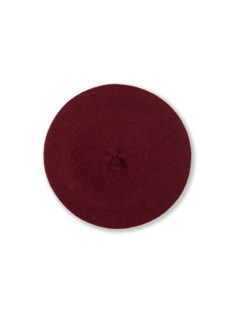 Dark red wool beret hat