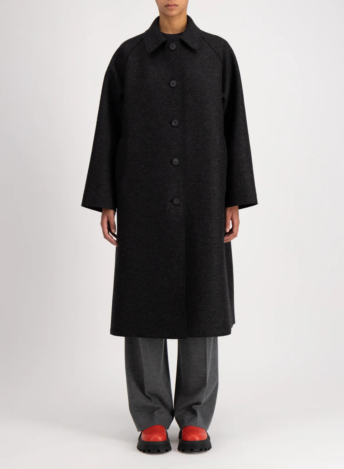 Överrock pressad ull, mörkbrun