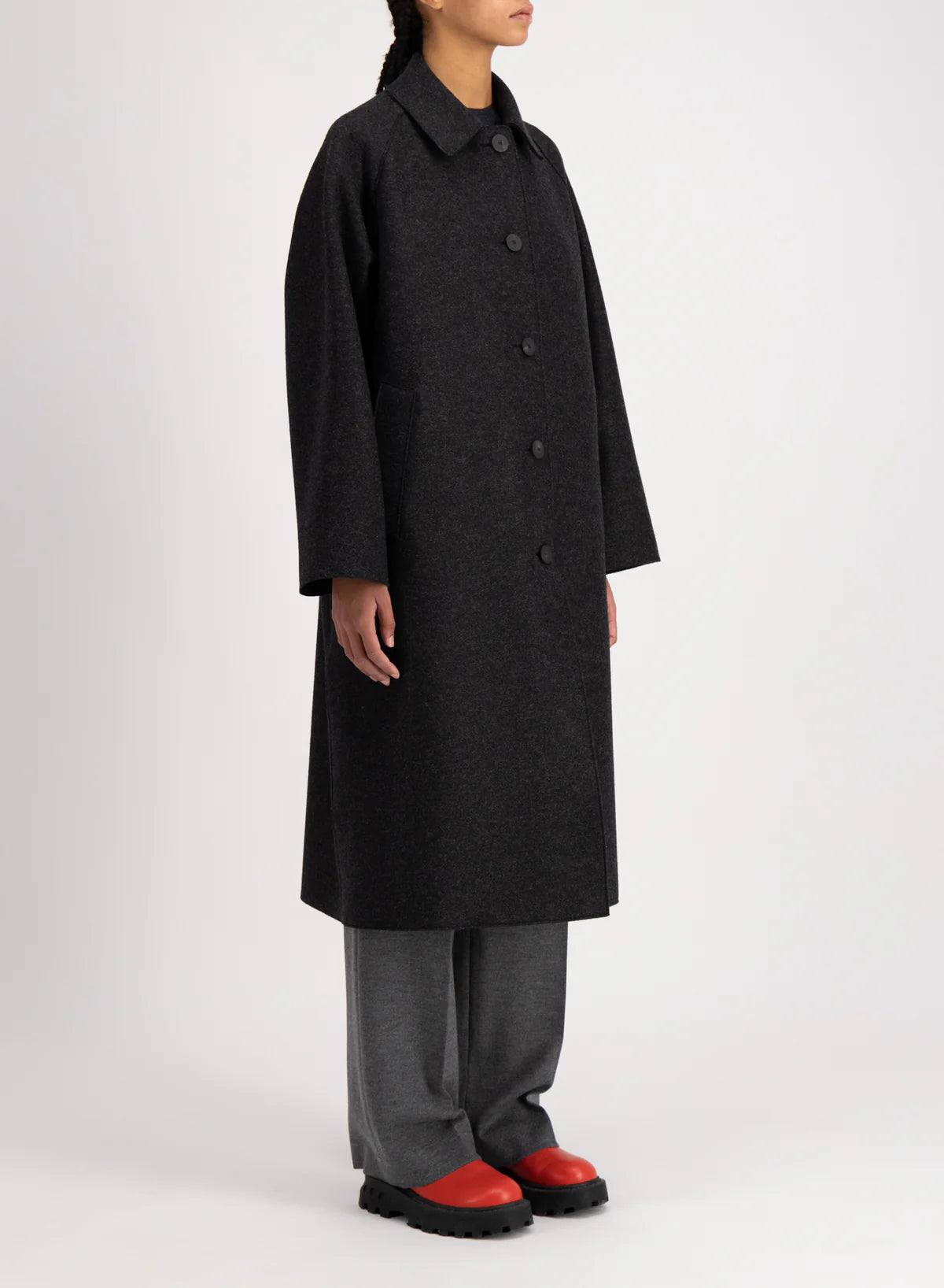 Överrock pressad ull, mörkbrun