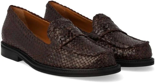 Klassisk Håndflettet Penny Loafer, Dark Brown