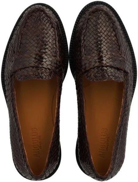 Klassisk handflätad penny loafer, mörkbrun