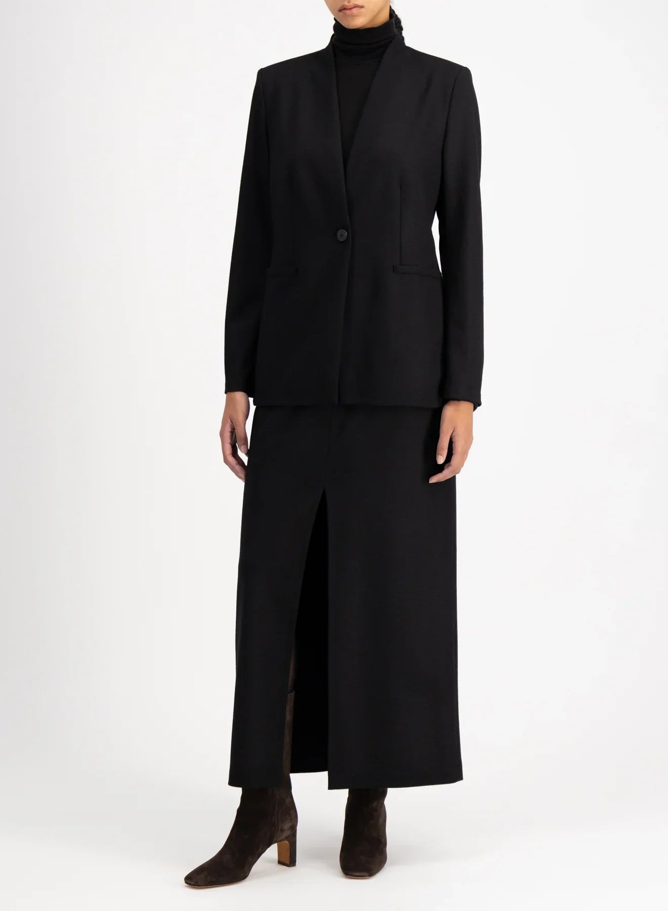 Kavaj utan krage, Superfin Merinoull, Svart