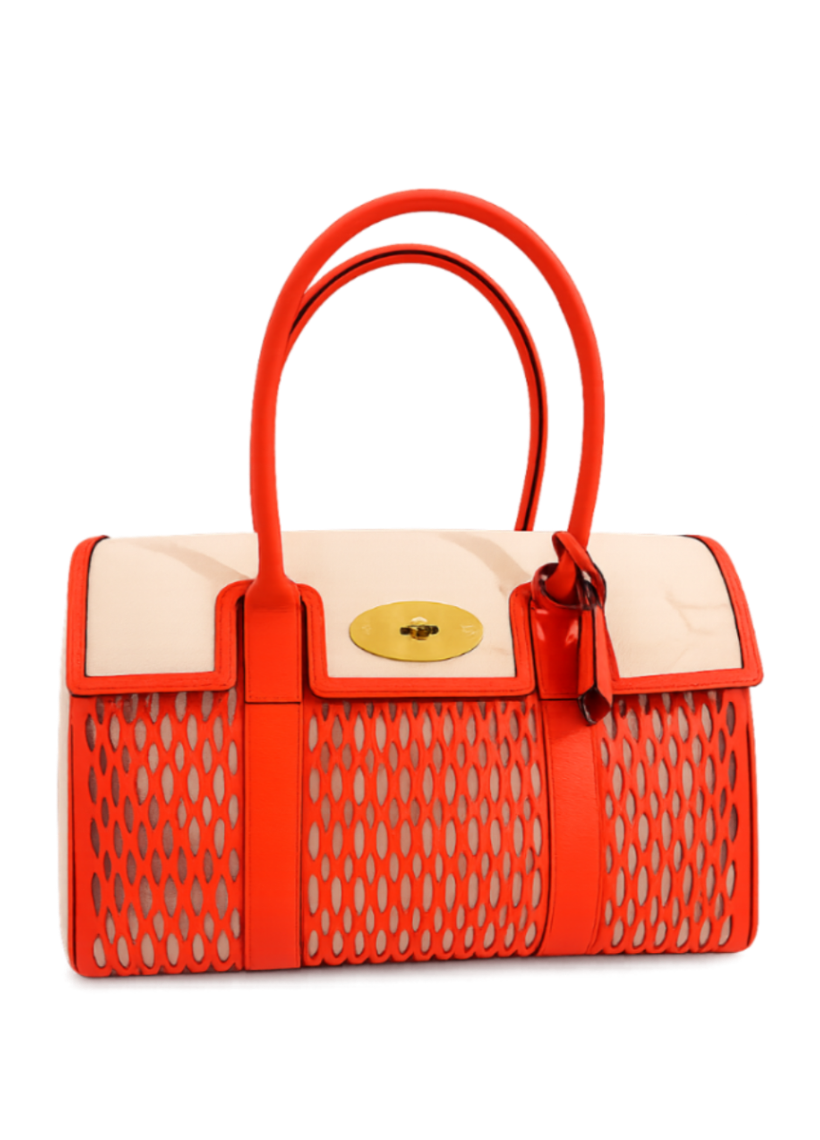 Bayswater Leder- und Canvas-Ausschnitt, Korallenorange