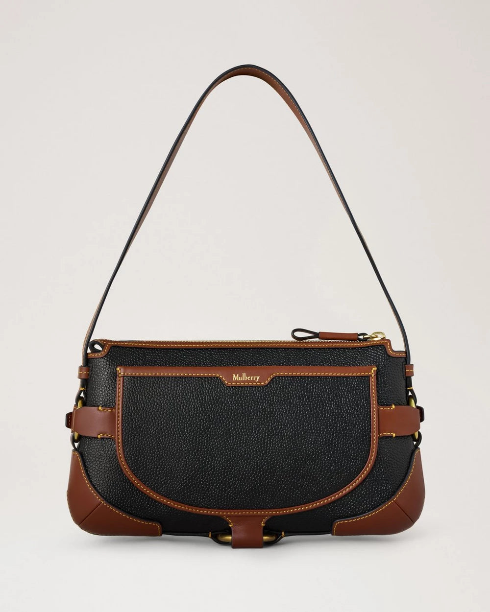 Lennox Shoulder Scotchgrain, Black-Cognac