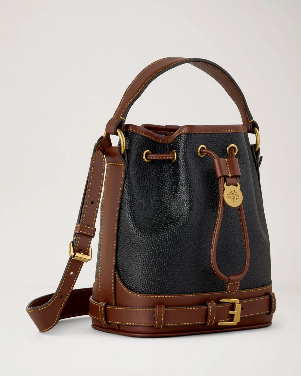 Kleiner Scotchgrain-Eimer, Schwarz/Cognac