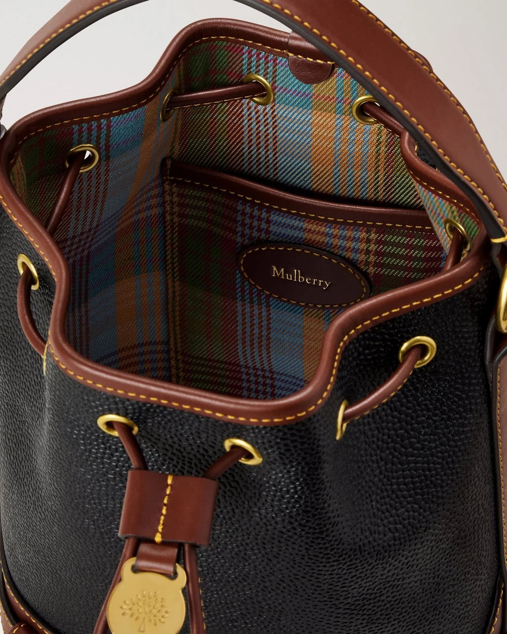 Kleiner Scotchgrain-Eimer, Schwarz/Cognac