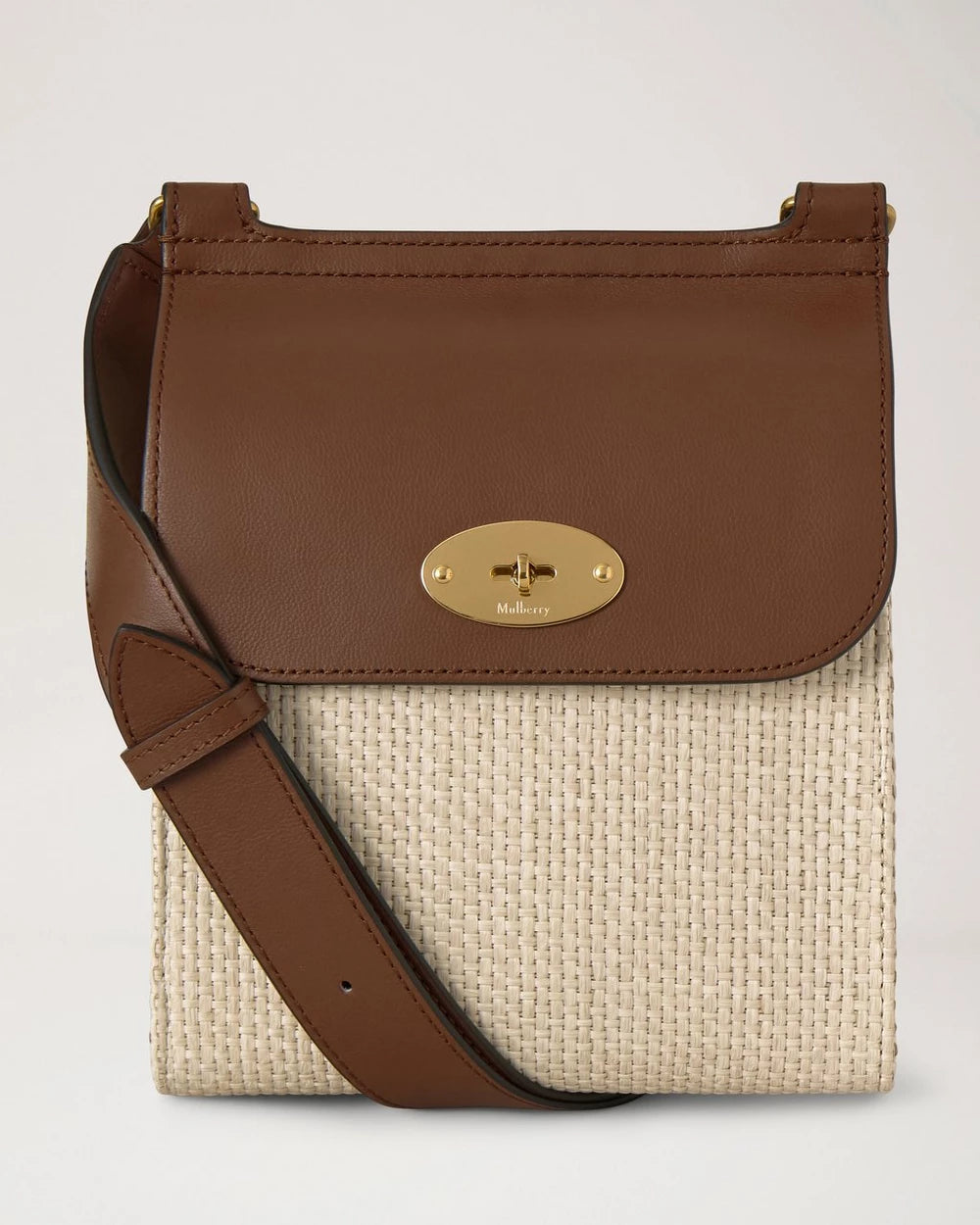 Small Antony Leather Strap, Ecrü - Bright Oak