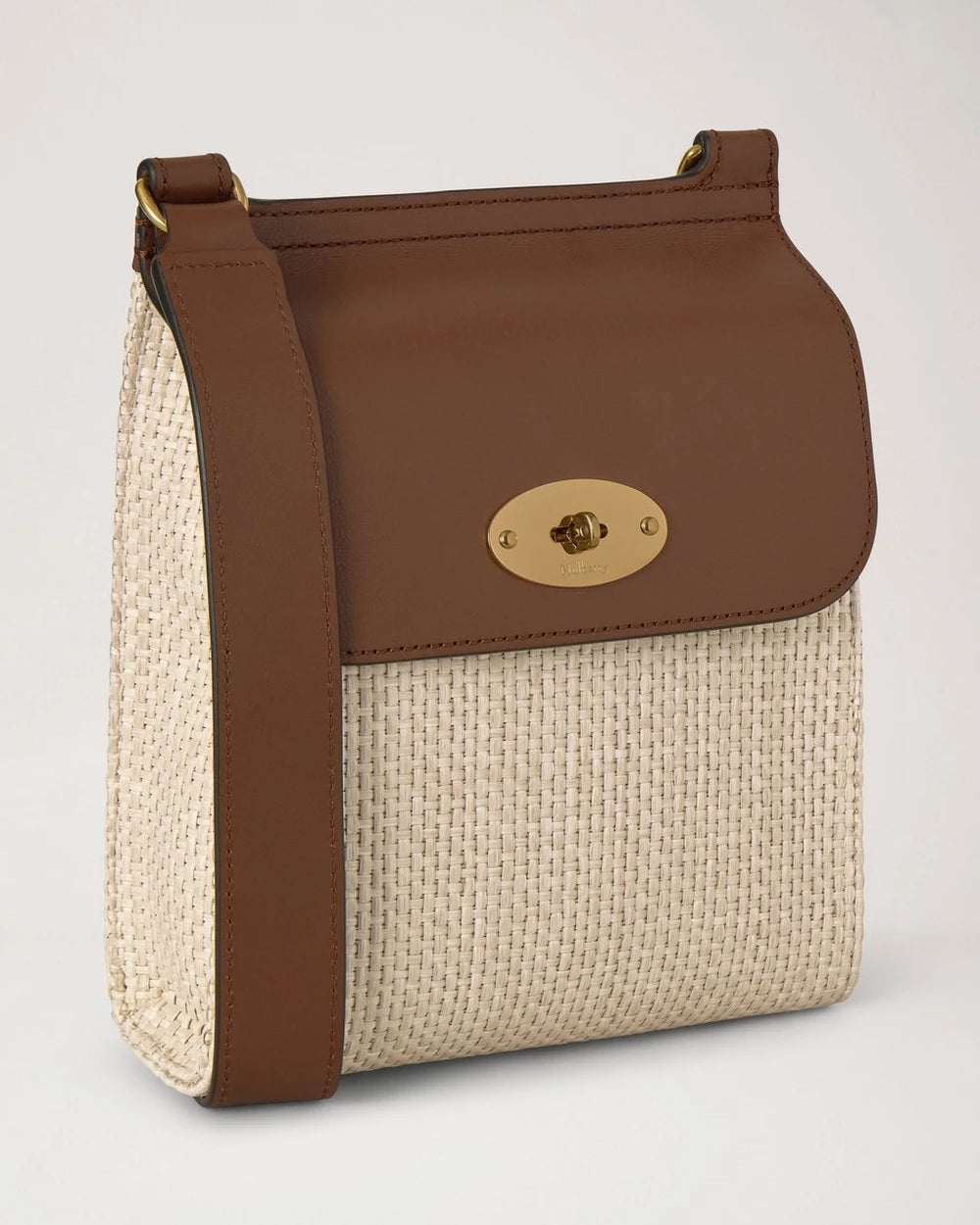 Small Antony Leather Strap, Ecrü - Bright Oak
