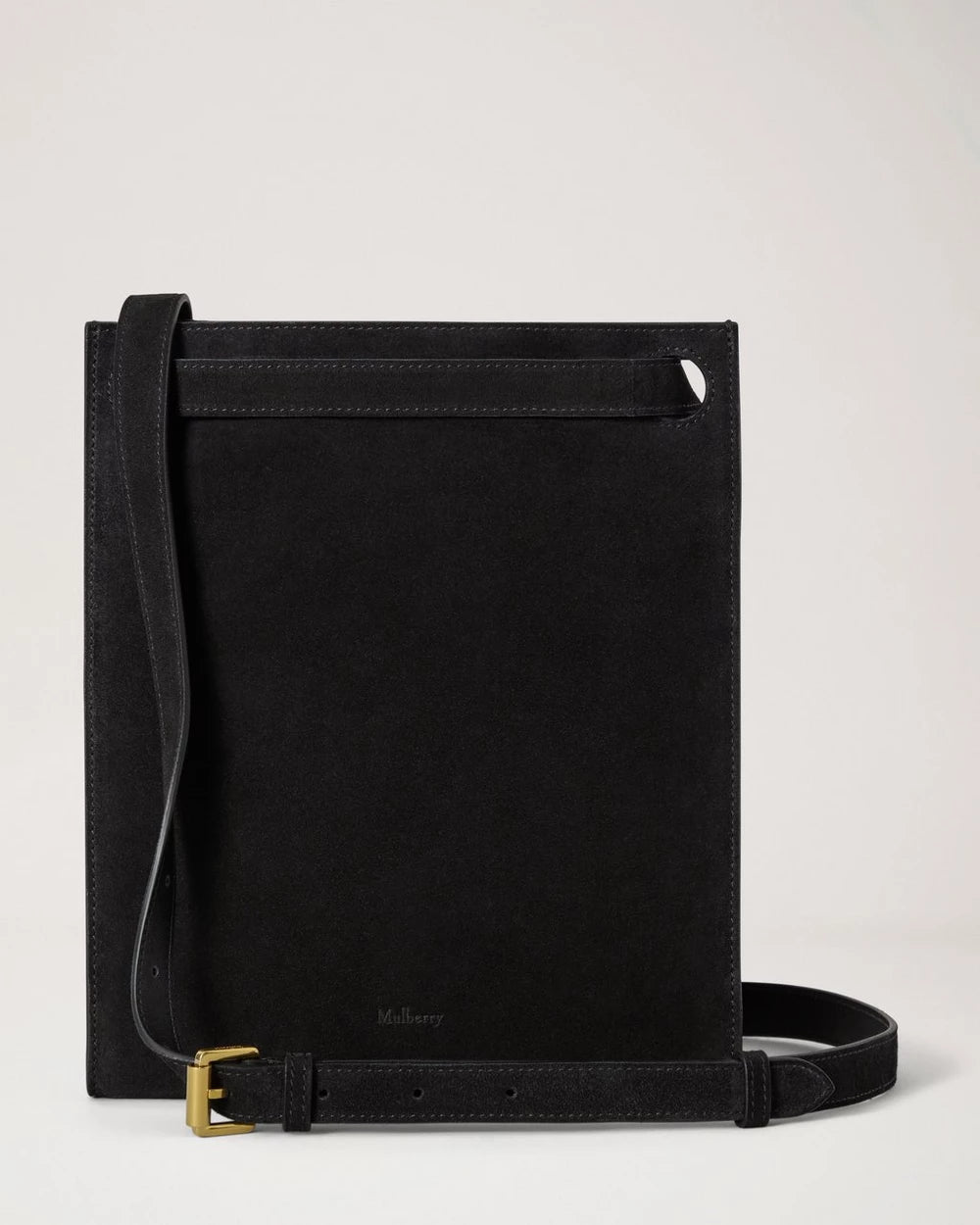 Mini Soft Tote Wildleder mit Fransen, Schwarz