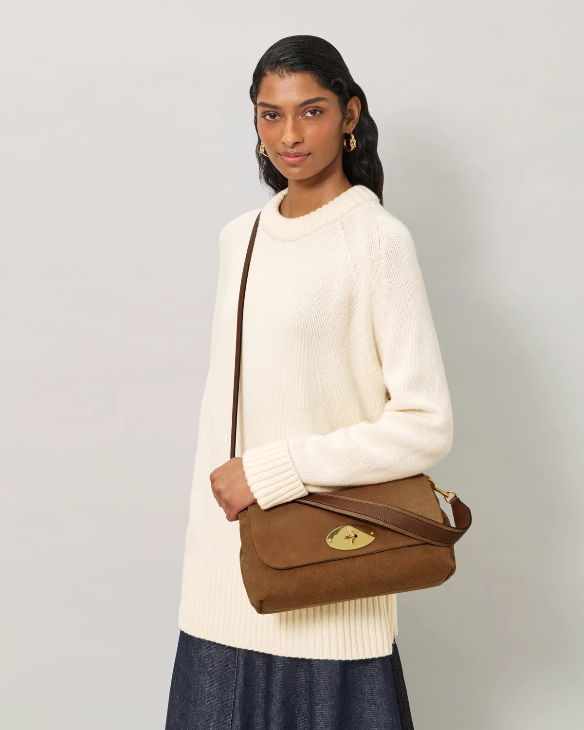 Delilah Flap Bag Wildleder, Vintage Eiche