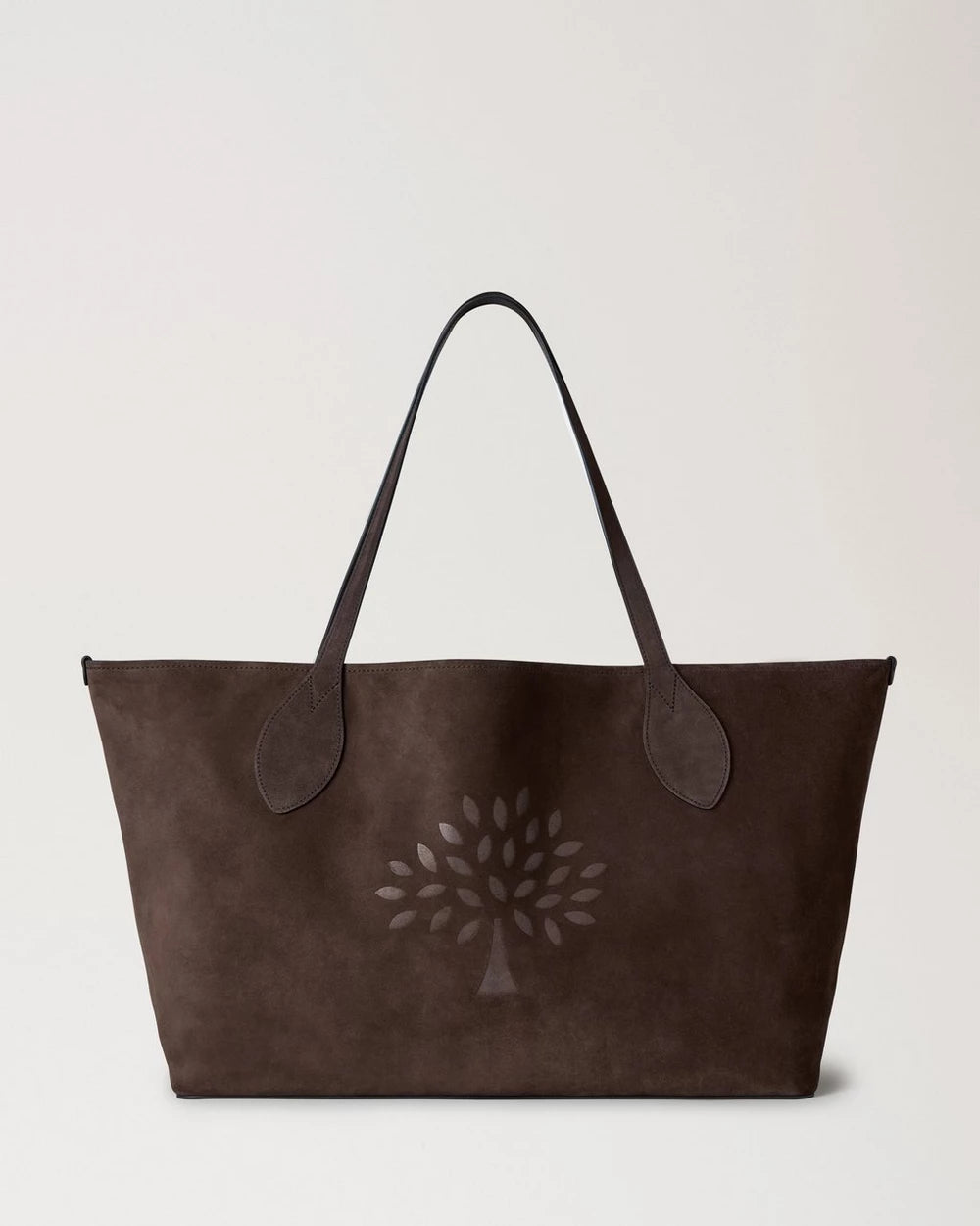 Übergroße Wildleder-Baumtasche, Schokoladenbraun