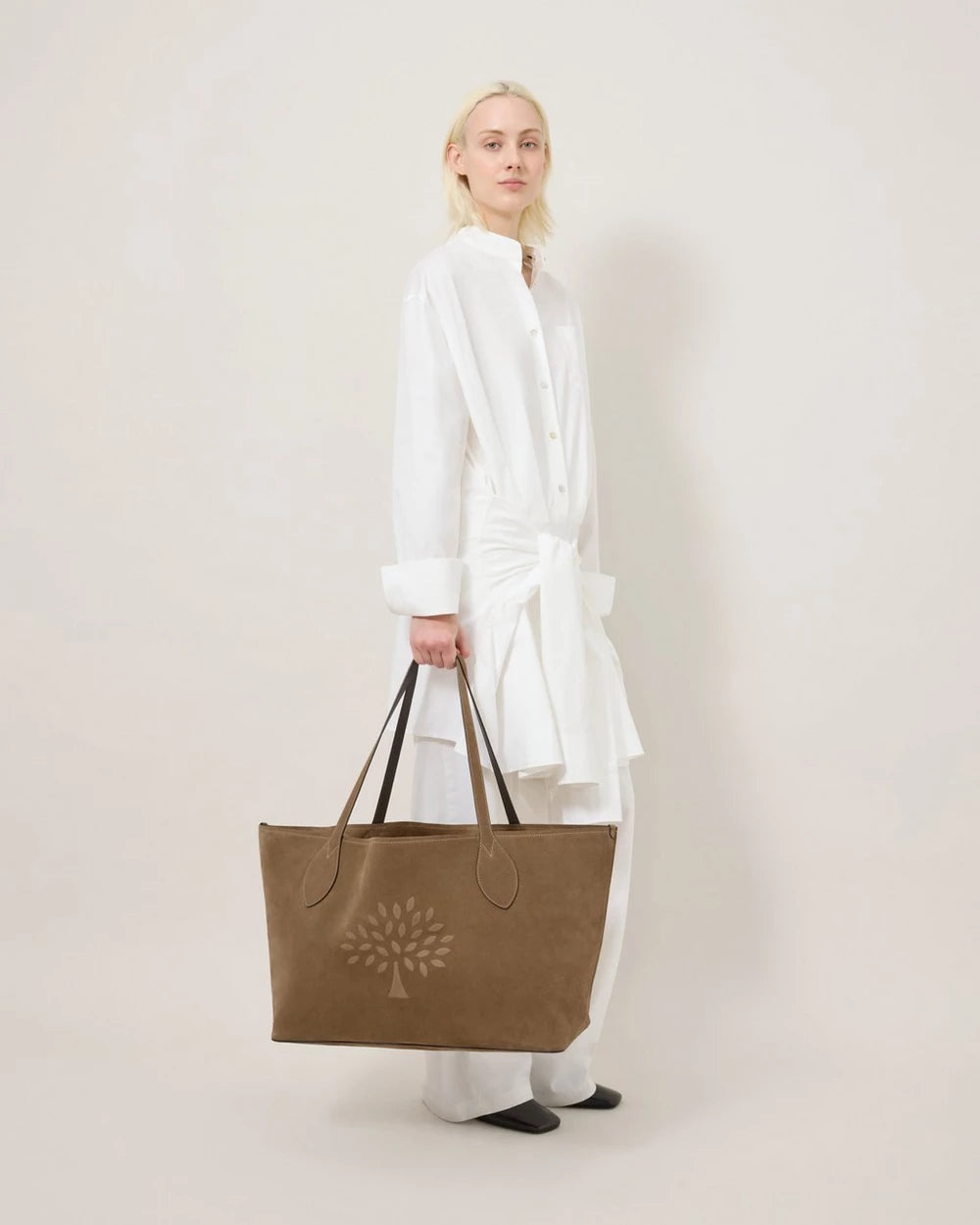 Oversized Suede Tree Tote, Salcombe Sand