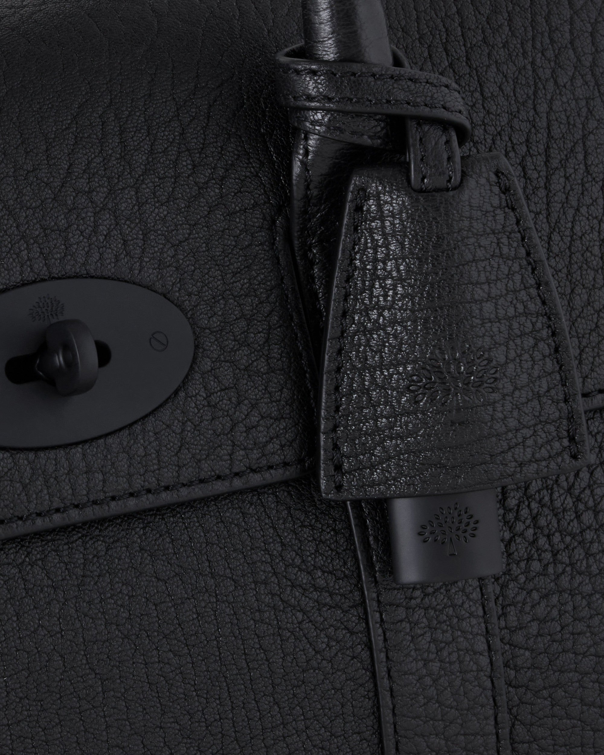 Small Bayswater Satchel Bag - Natural Grain, Black / Black