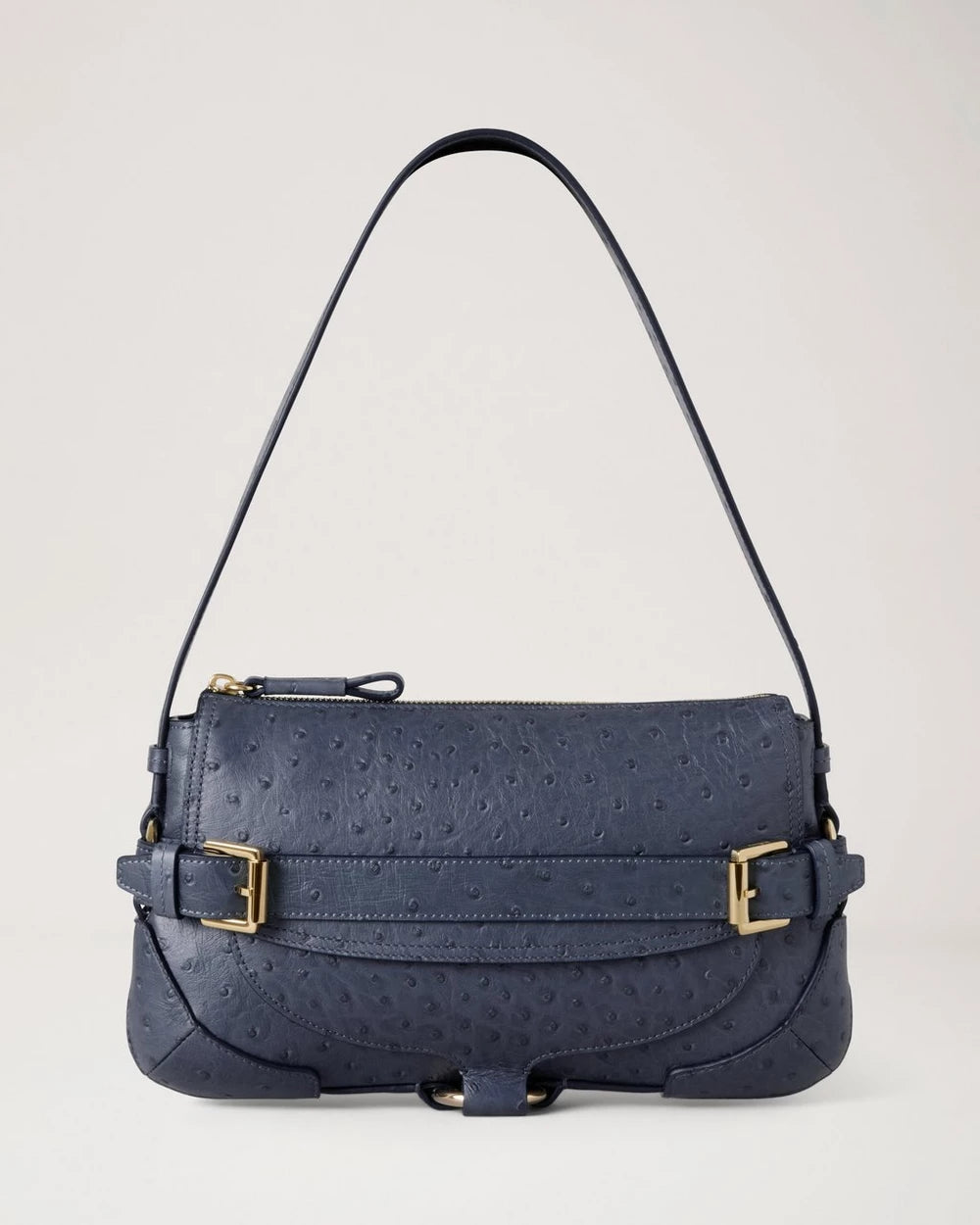Lennox Shoulder Ostrich Print, Stormy Blue