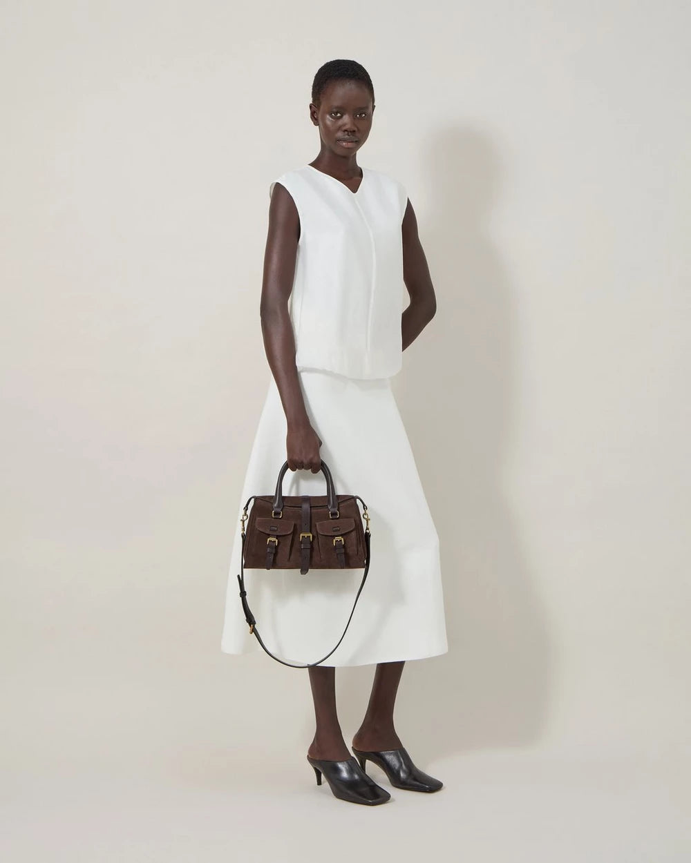 Small Roxanne Suede, Chocolate