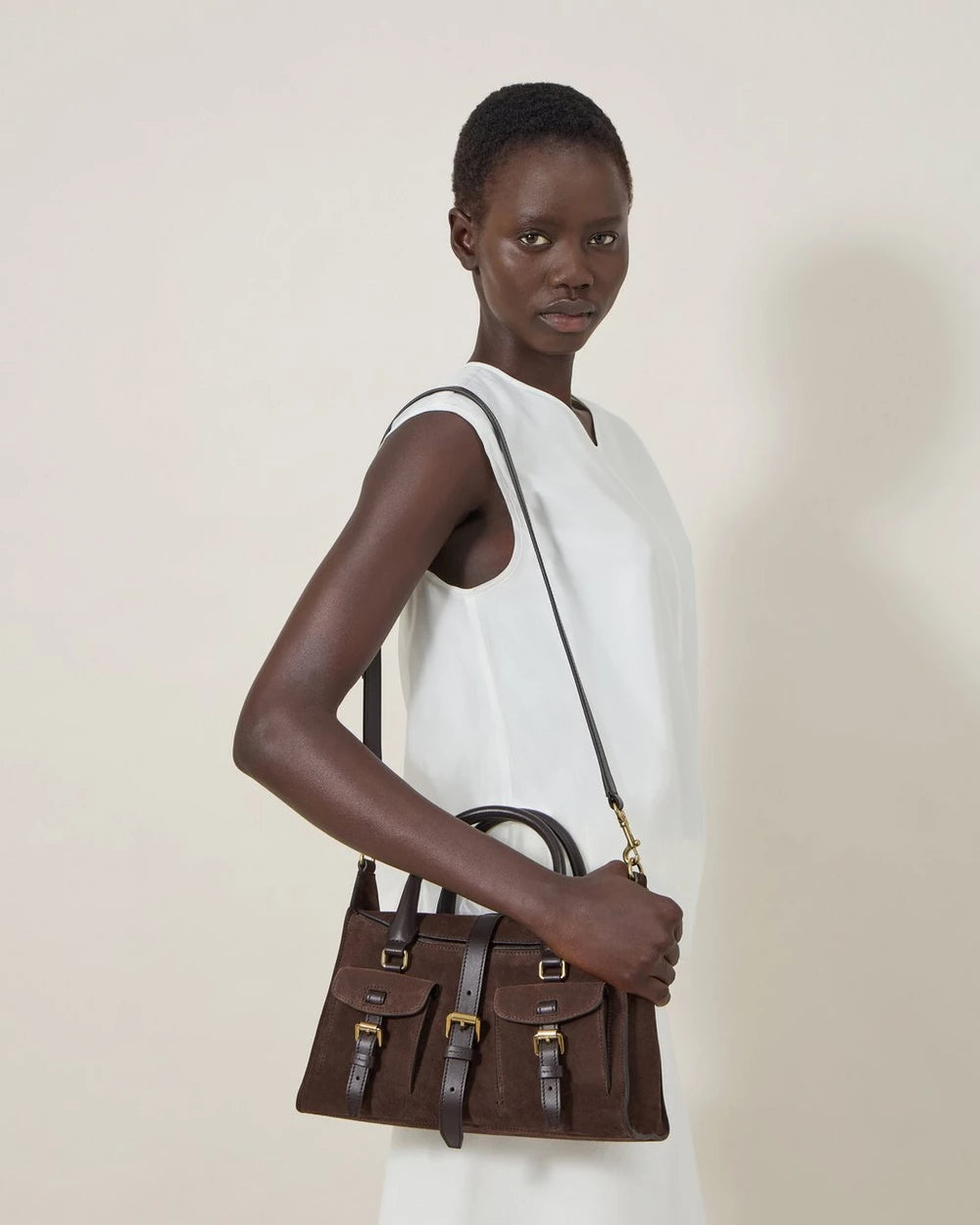 Small Roxanne Suede, Chocolate