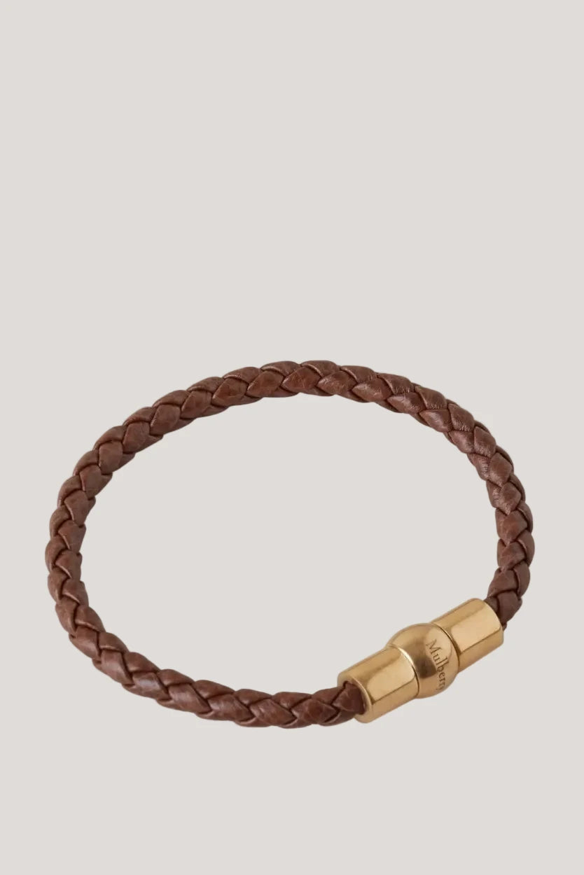 Iris Unisex Woven Leather Bracelet, Oak