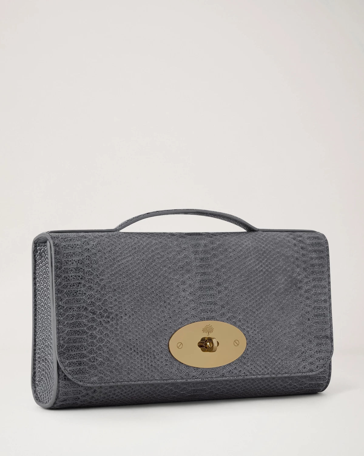 Lily Clutch, gewachstes Schlangenmuster, Nebelgrau