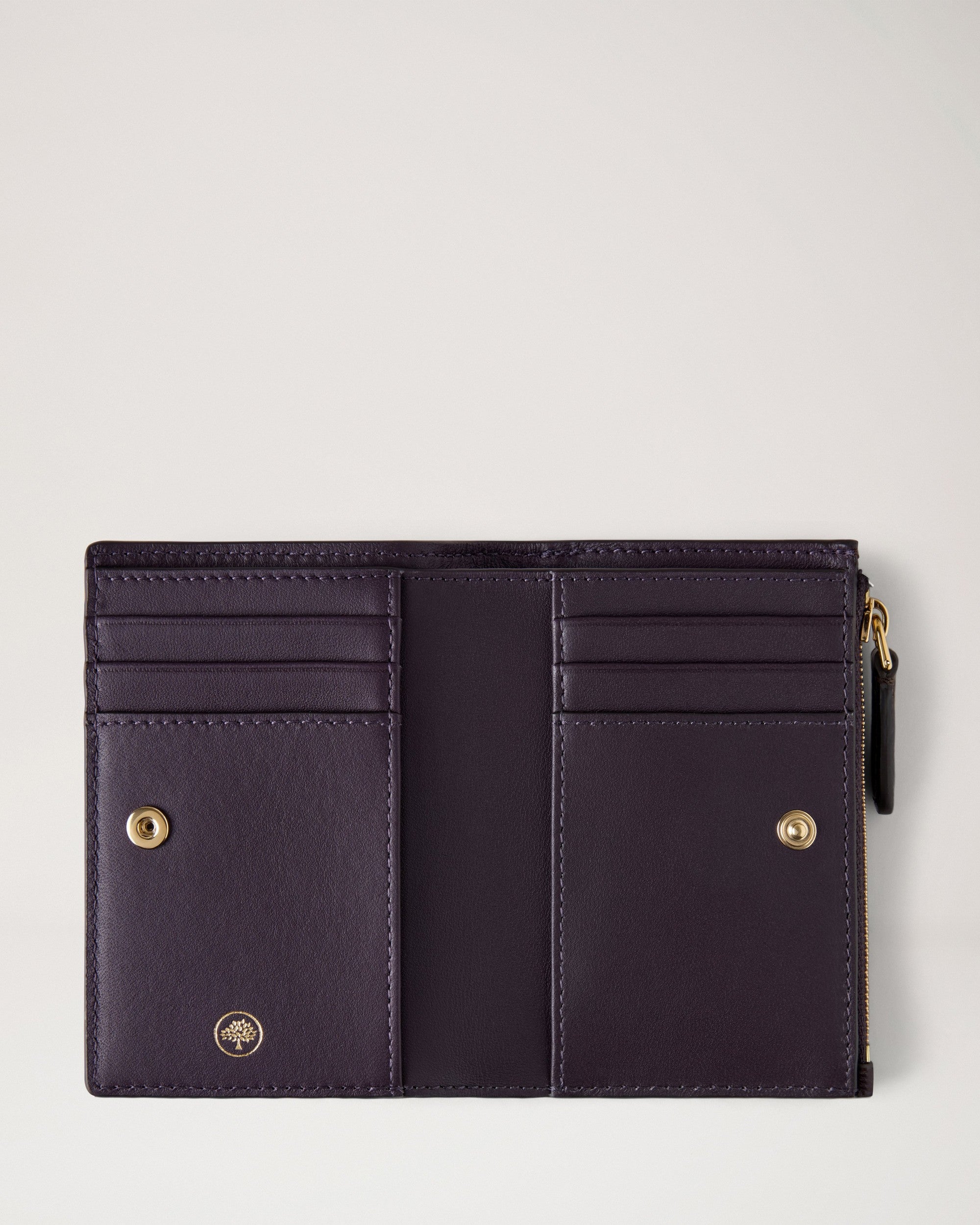 Continental Bifold Zipped Wallet, Deep Aubergine